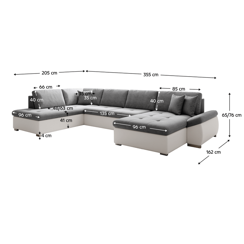 Casa si Gradina - Mobilier - Canapele si coltare - Canapele - Canapea extensibila, alb/gri, stanga, MATAR U - Infinity.ro