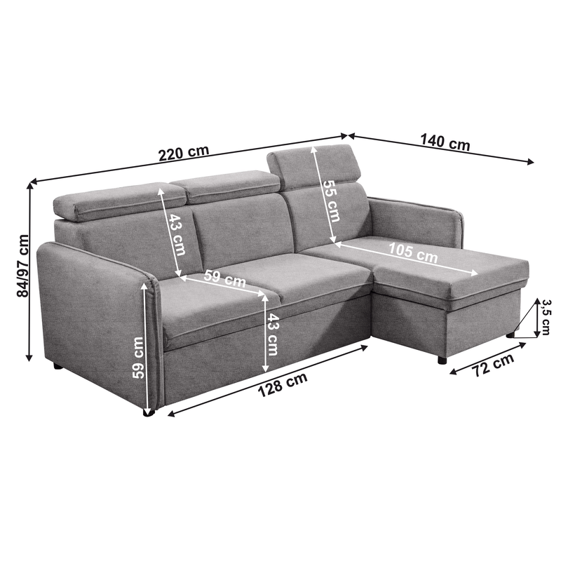 Casa si Gradina - Mobilier - Canapele si coltare - Canapele - Canapea extensibila, gri deschis, ALECHANDRO B ROH - Infinity.ro
