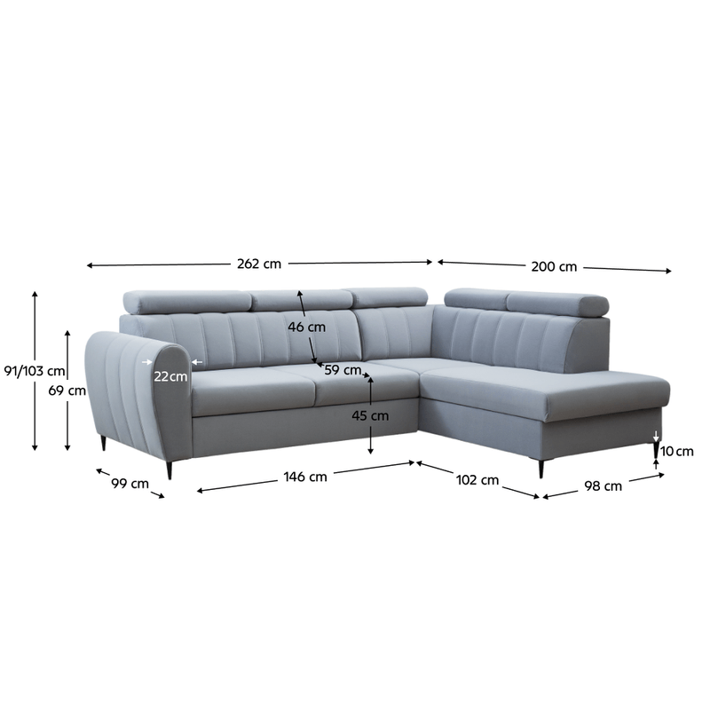 Casa si Gradina - Mobilier - Canapele si coltare - Canapele - Canapea extensibila, gri deschis, dreapta, KORIO L - Infinity.ro
