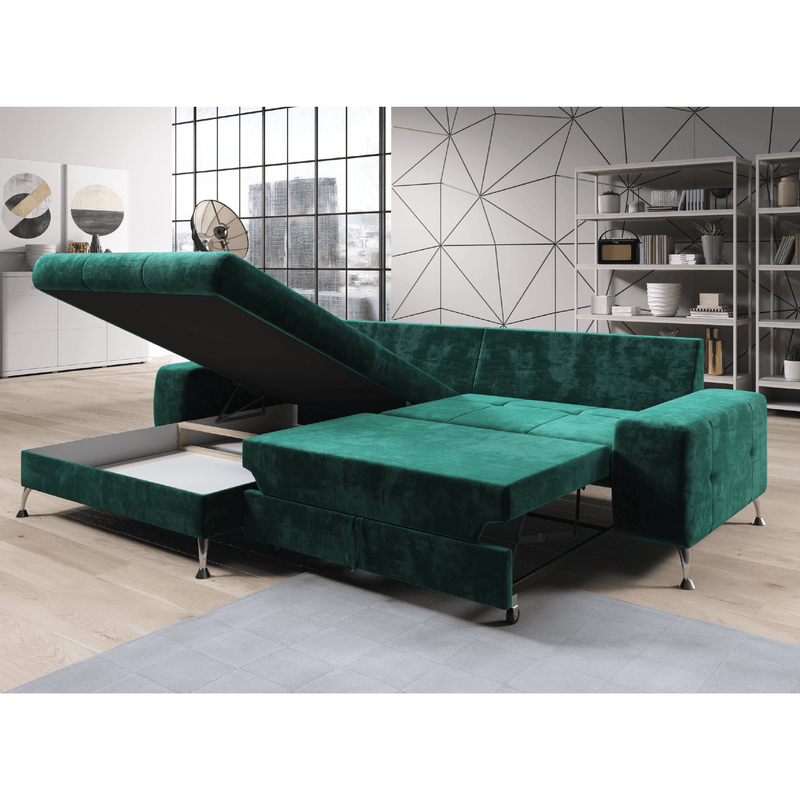 Casa si Gradina - Mobilier - Canapele si coltare - Canapele - Canapea extensibila, stanga, culoare smarald, VASAT ROH - Infinity.ro