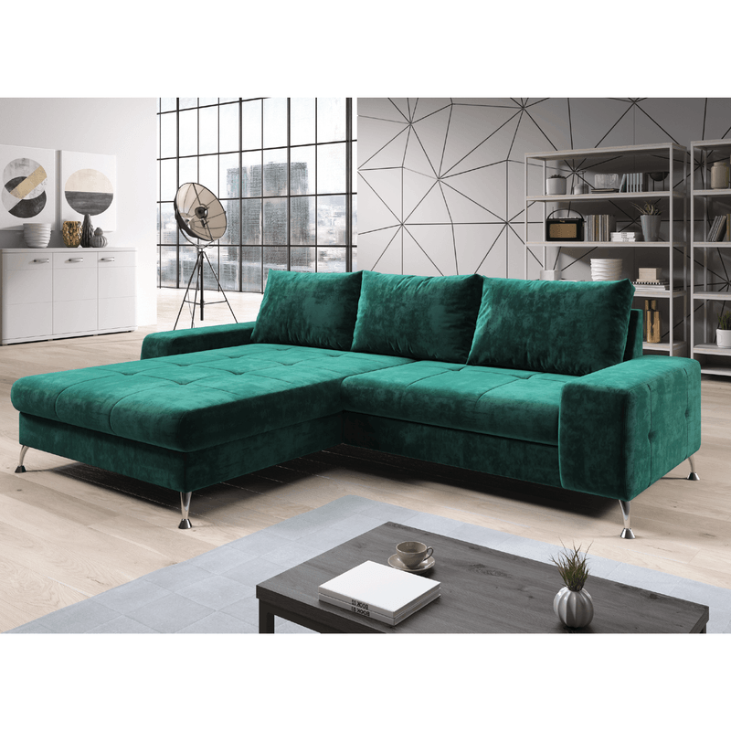 Casa si Gradina - Mobilier - Canapele si coltare - Canapele - Canapea extensibila, stanga, culoare smarald, VASAT ROH - Infinity.ro