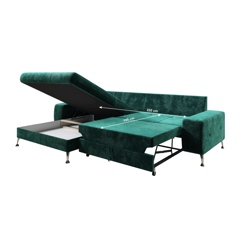 Casa si Gradina - Mobilier - Canapele si coltare - Canapele - Canapea extensibila, stanga, culoare smarald, VASAT ROH - Infinity.ro