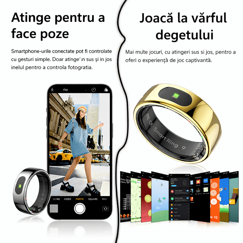 Laptop, Telefoane si Tablete - Wearables si gadgeturi - Gadgeturi - Accesorii SMART - Inel Inteligent Smart Ring GBV LOGIC R08 , Monitorizare Somn, Ritm Cardiac, SpO2, Fitness Tracker,Autonomie 5 Zile - Infinity.ro