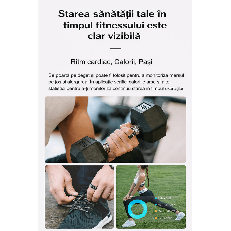 Laptop, Telefoane si Tablete - Wearables si gadgeturi - Gadgeturi - Accesorii SMART - Inel Inteligent Smart Ring GBV LOGIC R08 , Monitorizare Somn, Ritm Cardiac, SpO2, Fitness Tracker,Autonomie 5 Zile - Infinity.ro