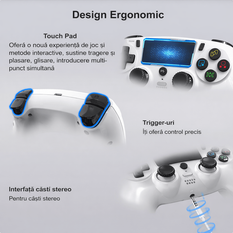 TV, Audio-Video si Foto - Audio profesionale - Controllere - Controller PS5 Wireless GBV Logic, Gamepad Gaming cu Vibratie Dubla, Functie Turbo, LED RGB, Compatibil PS5 si PC - Infinity.ro