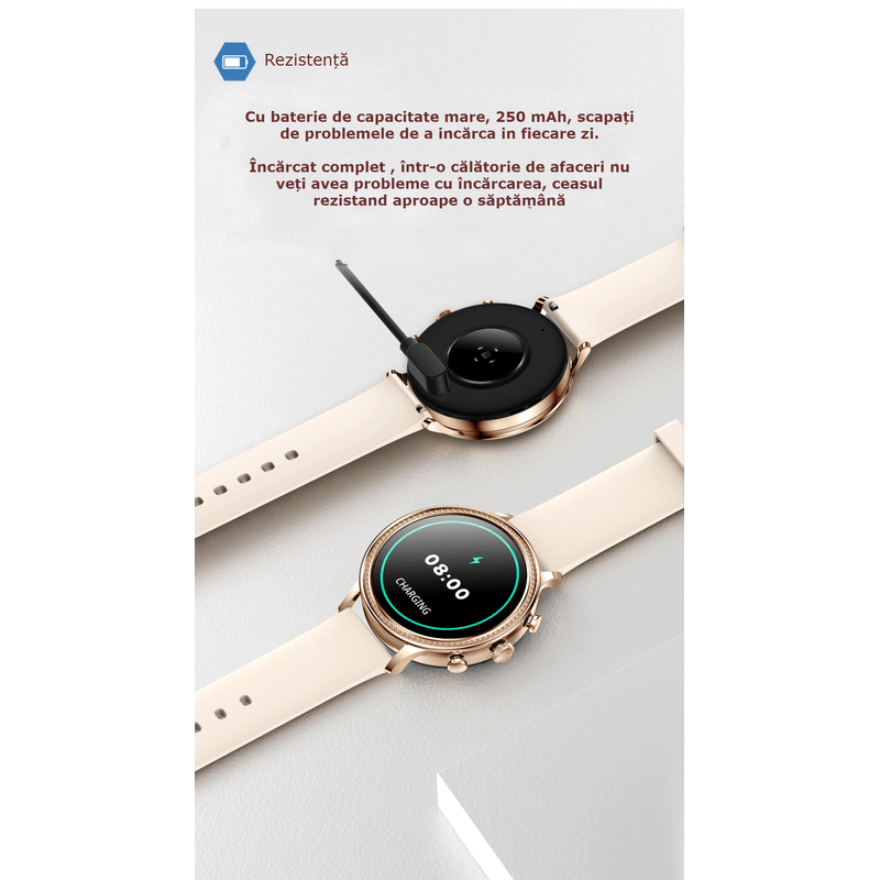 Laptop, Telefoane si Tablete - Wearables si gadgeturi - Wearables - Smartwatch-uri - Smartwatch Dama GBV LOGIC SW20 , Apel Bluetooth, Monitorizare Somn, Ritm Cardiac, Oxigen Sange, Notificari - Infinity.ro