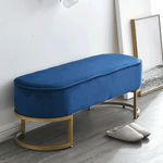 Casa si Gradina - Mobilier - Canapele si coltare - Banchete - Banca de design, tesatura de catifea albastra/crom auriu, MIRILA NEW - Infinity.ro