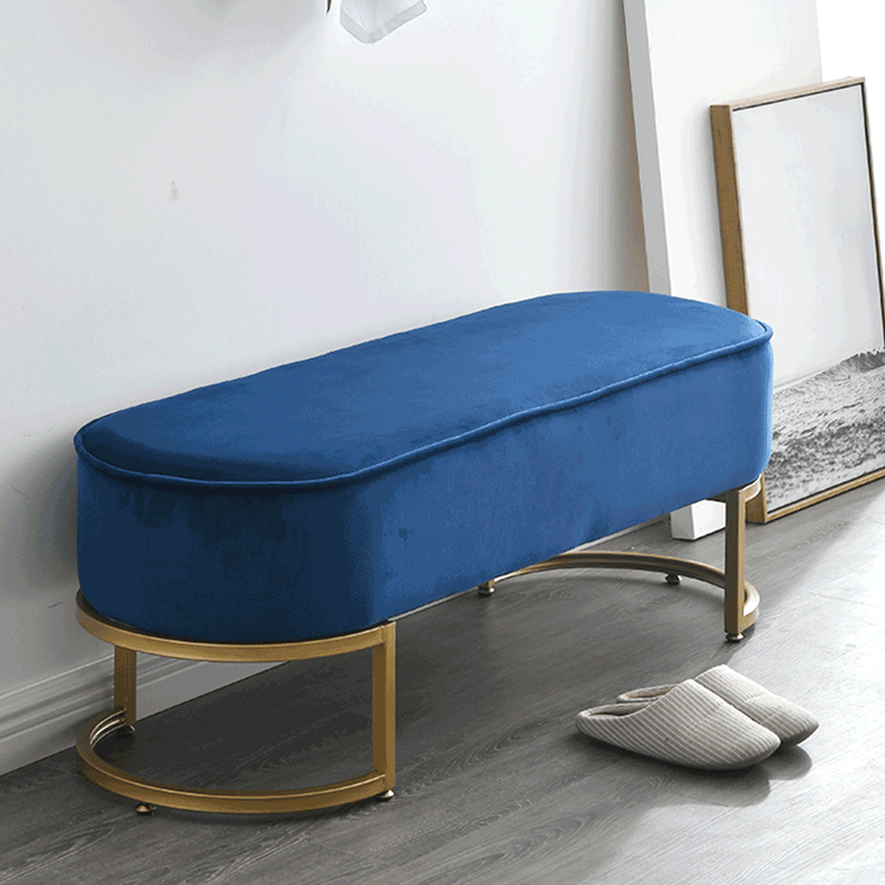 Casa si Gradina - Mobilier - Canapele si coltare - Banchete - Banca de design, tesatura de catifea albastra/crom auriu, MIRILA NEW - Infinity.ro