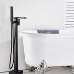 Casa si Gradina - Sanitare - Lavoar baie si accesorii - Baterii sanitare - Baterie cada Free standing, Blackswan, Tip Cascada M32, model negru mat, dimensiune 98 cm - Infinity.ro
