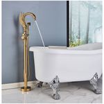 Casa si Gradina - Sanitare - Lavoar baie si accesorii - Baterii sanitare - Baterie cada Free standing, Blackswan, Tip M27, model auriu, dimensiune 110 cm - Infinity.ro