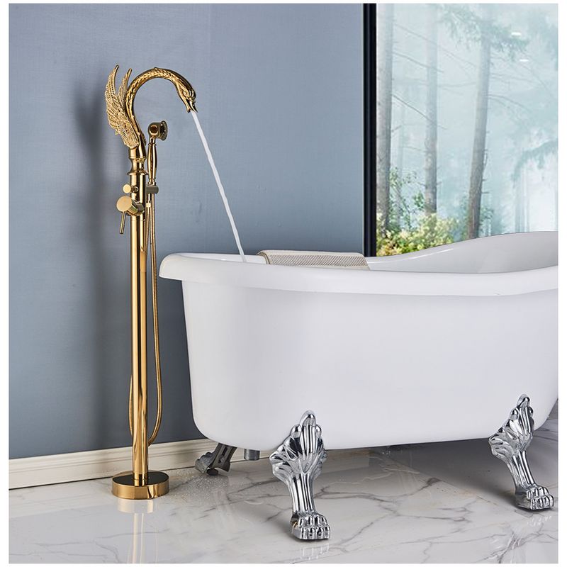 Casa si Gradina - Sanitare - Lavoar baie si accesorii - Baterii sanitare - Baterie cada Free standing, Blackswan, Tip M27, model auriu, dimensiune 110 cm - Infinity.ro