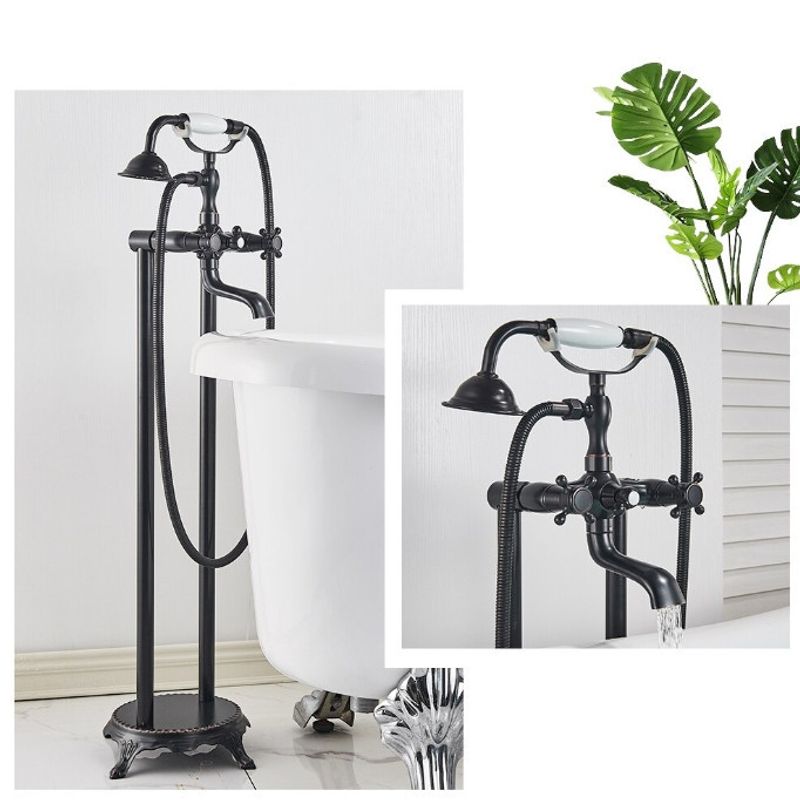 Casa si Gradina - Sanitare - Lavoar baie si accesorii - Baterii sanitare - Baterie cada Free standing, Blackswan, Tip M36 ceramica, model negru antichizat, dimensiune 94 cm - Infinity.ro