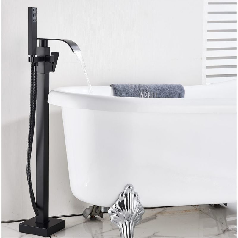 Casa si Gradina - Sanitare - Lavoar baie si accesorii - Baterii sanitare - Baterie cada Free standing, Blackswan, Tip Cascada M52, model negru mat, dimensiune 100 cm - Infinity.ro