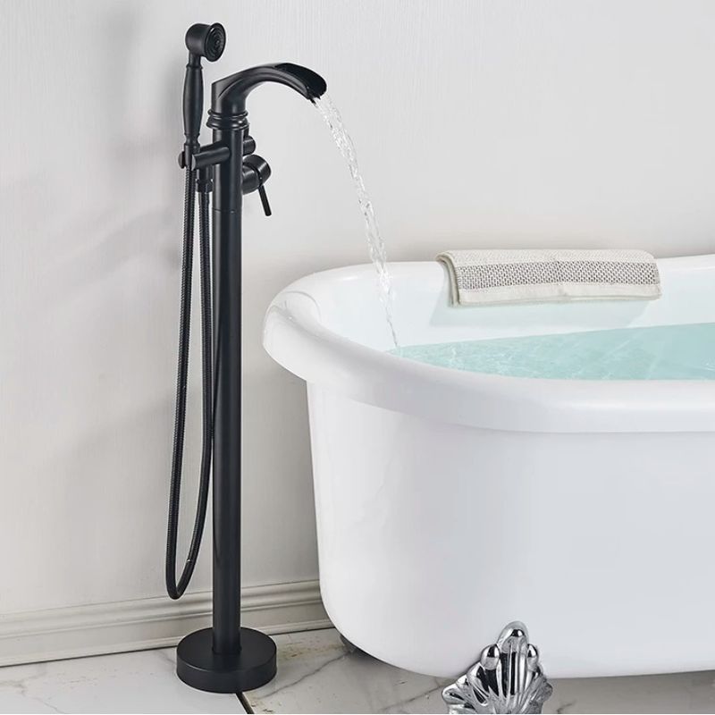 Casa si Gradina - Sanitare - Lavoar baie si accesorii - Baterii sanitare - Baterie cada Free standing, Blackswan, Tip Cascada M55, model negru mat, dimensiune 96 cm - Infinity.ro