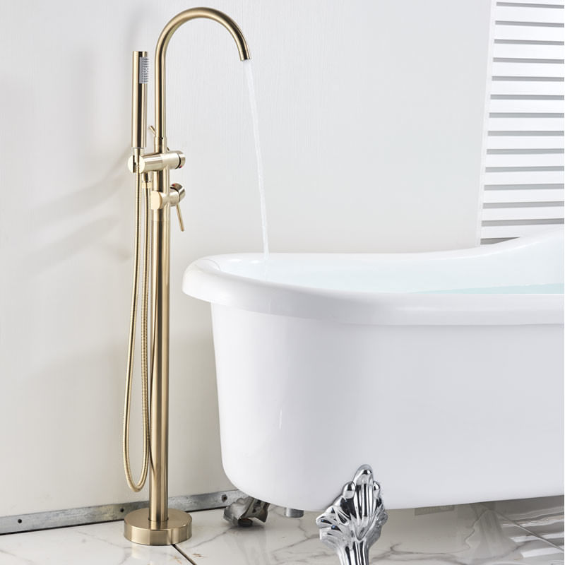 Casa si Gradina - Sanitare - Lavoar baie si accesorii - Baterii sanitare - Baterie cada Free standing, Blackswan, Tip M51.1, model auriu mat, dimensiune 114cm - Infinity.ro