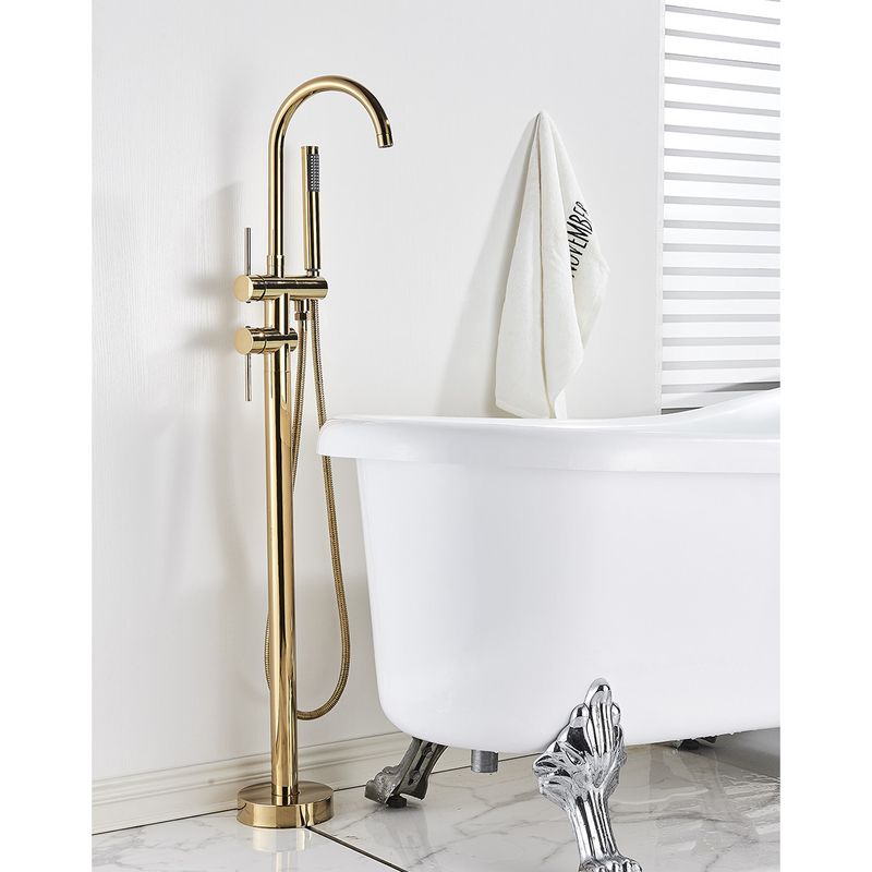 Casa si Gradina - Sanitare - Lavoar baie si accesorii - Baterii sanitare - Baterie cada Free standing, Blackswan, Tip Cascada M60, model auriu lucios, dimensiune 116 cm - Infinity.ro