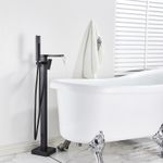 Casa si Gradina - Sanitare - Lavoar baie si accesorii - Baterii sanitare - Baterie cada Free standing, Blackswan, Tip Cascada M32, model negru mat, dimensiune 98 cm - Infinity.ro