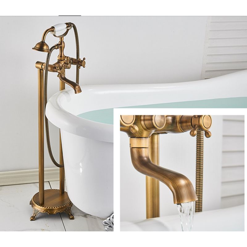 Casa si Gradina - Sanitare - Lavoar baie si accesorii - Baterii sanitare - Baterie cada Free standing, Blackswan, Tip M40.2 ceramica alba, model bronz antichizat, dimensiune 100 cm - Infinity.ro