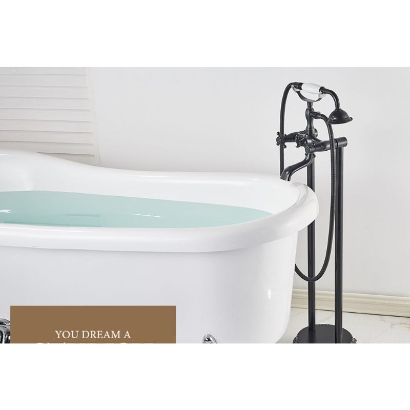Casa si Gradina - Sanitare - Lavoar baie si accesorii - Baterii sanitare - Baterie cada Free standing, Blackswan, Tip M36 ceramica, model negru antichizat, dimensiune 94 cm - Infinity.ro