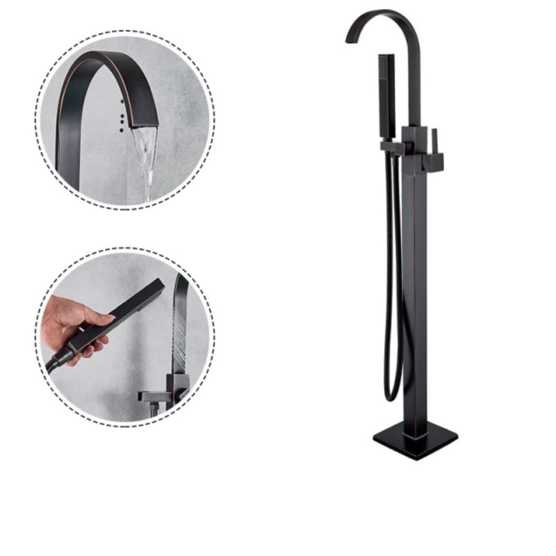 Casa si Gradina - Sanitare - Lavoar baie si accesorii - Baterii sanitare - Baterie cada Free standing, Blackswan, Tip M29, model negru antichizat, dimensiune 110 cm - Infinity.ro