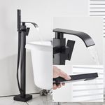 Casa si Gradina - Sanitare - Lavoar baie si accesorii - Baterii sanitare - Baterie cada Free standing, Blackswan, Tip Cascada M52, model negru mat, dimensiune 100 cm - Infinity.ro