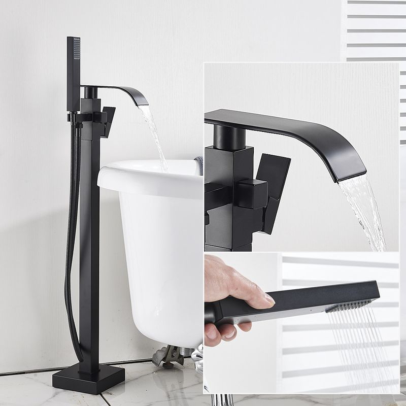 Casa si Gradina - Sanitare - Lavoar baie si accesorii - Baterii sanitare - Baterie cada Free standing, Blackswan, Tip Cascada M52, model negru mat, dimensiune 100 cm - Infinity.ro
