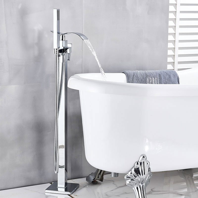 Casa si Gradina - Sanitare - Lavoar baie si accesorii - Baterii sanitare - Baterie cada Free standing, Blackswan, Tip M85 Waves, model crom lucios, dimensiune 100 cm - Infinity.ro