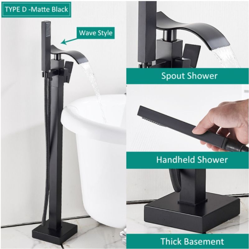 Casa si Gradina - Sanitare - Lavoar baie si accesorii - Baterii sanitare - Baterie cada Free standing, Blackswan, Tip Cascada M53, model negru mat, dimensiune 104 cm - Infinity.ro
