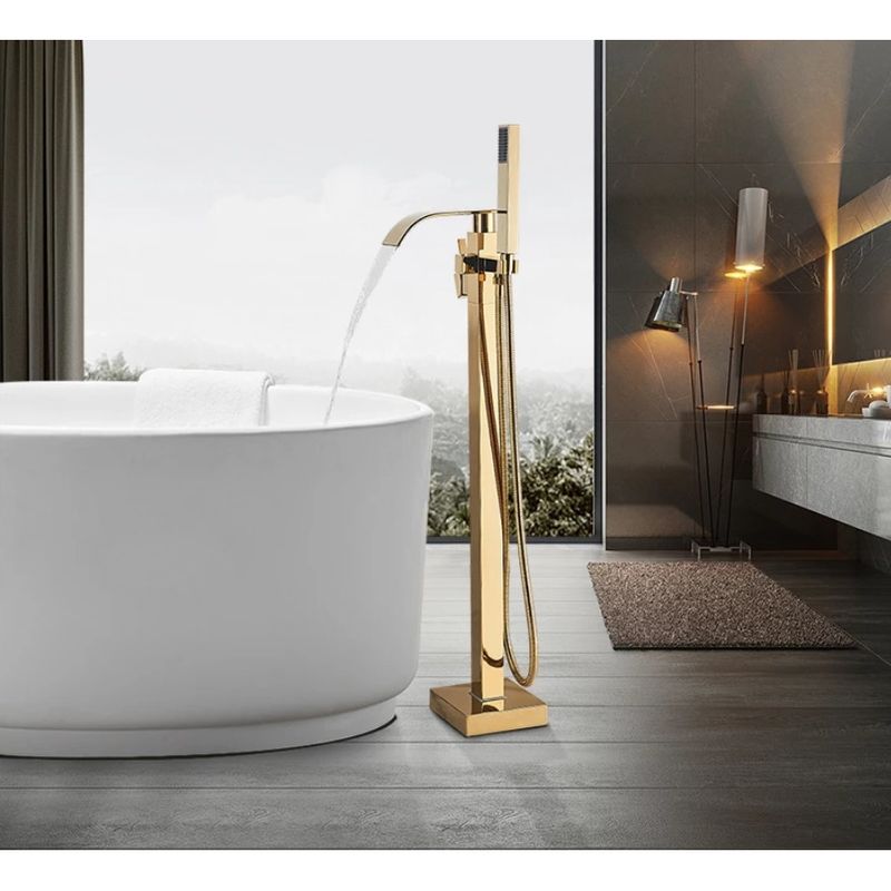 Casa si Gradina - Sanitare - Lavoar baie si accesorii - Baterii sanitare - Baterie cada Free standing, Blackswan, Tip M88, model auriu lucios, dimensiune 98 cm - Infinity.ro