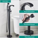 Casa si Gradina - Sanitare - Lavoar baie si accesorii - Baterii sanitare - Baterie cada Free standing, Blackswan, Tip Cascada M55, model negru mat, dimensiune 96 cm - Infinity.ro