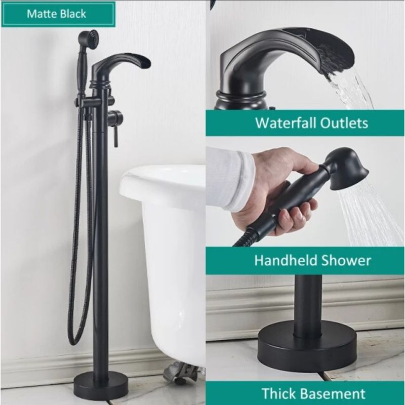 Casa si Gradina - Sanitare - Lavoar baie si accesorii - Baterii sanitare - Baterie cada Free standing, Blackswan, Tip Cascada M55, model negru mat, dimensiune 96 cm - Infinity.ro