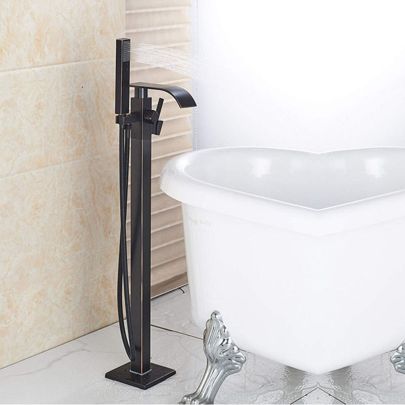 Casa si Gradina - Sanitare - Lavoar baie si accesorii - Baterii sanitare - Baterie cada Free standing, Blackswan, Tip M17, model negru antichizat, dimensiune 100 cm - Infinity.ro