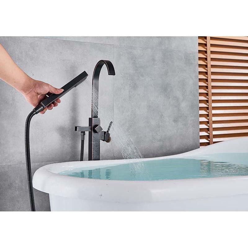 Casa si Gradina - Sanitare - Lavoar baie si accesorii - Baterii sanitare - Baterie cada Free standing, Blackswan, Tip M29, model negru antichizat, dimensiune 110 cm - Infinity.ro