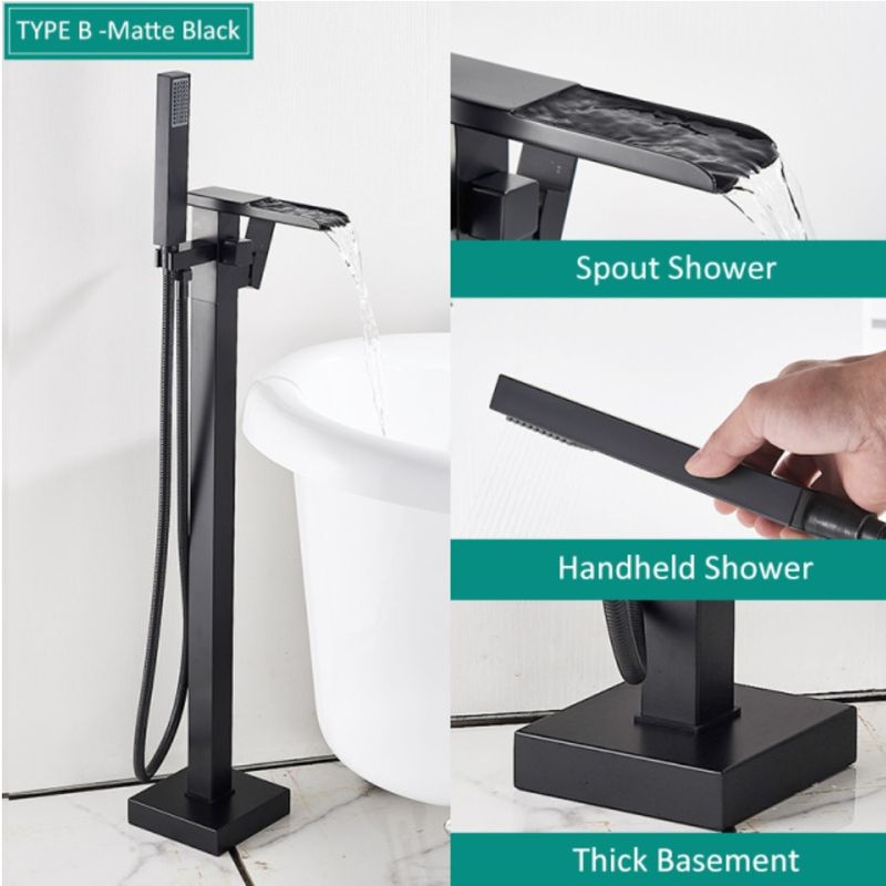 Casa si Gradina - Sanitare - Lavoar baie si accesorii - Baterii sanitare - Baterie cada Free standing, Blackswan, Tip Cascada M32, model negru mat, dimensiune 98 cm - Infinity.ro