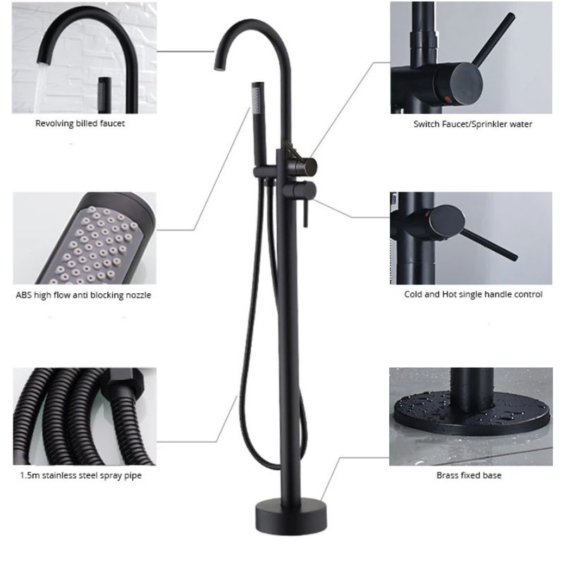 Casa si Gradina - Sanitare - Lavoar baie si accesorii - Baterii sanitare - Baterie cada Free standing, Blackswan, Tip M50, model negru mat, dimensiune 117 cm - Infinity.ro