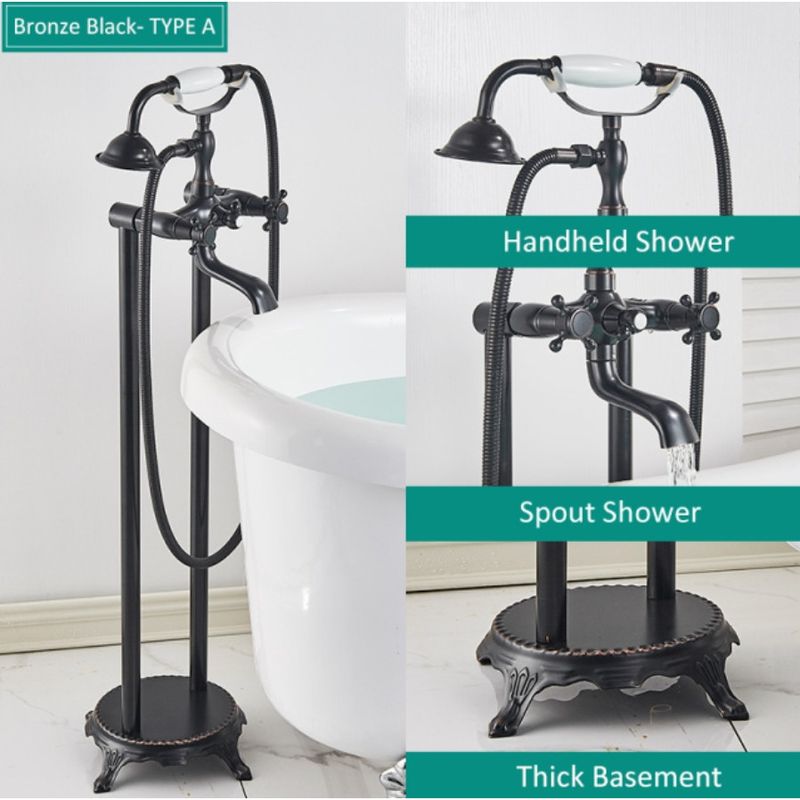 Casa si Gradina - Sanitare - Lavoar baie si accesorii - Baterii sanitare - Baterie cada Free standing, Blackswan, Tip M36 ceramica, model negru antichizat, dimensiune 94 cm - Infinity.ro