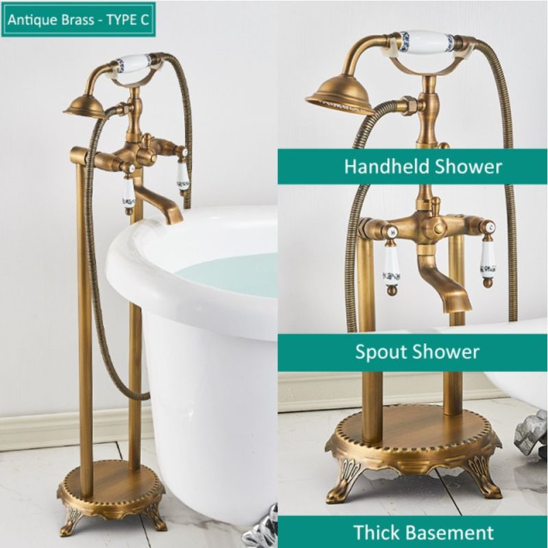 Casa si Gradina - Sanitare - Lavoar baie si accesorii - Baterii sanitare - Baterie cada Free standing, Blackswan, Tip M40.1 ceramica, model bronz antichizat, dimensiune 100 cm - Infinity.ro