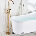 Casa si Gradina - Sanitare - Lavoar baie si accesorii - Baterii sanitare - Baterie cada Free standing, Blackswan, Tip Cascada M60, model auriu lucios, dimensiune 116 cm - Infinity.ro