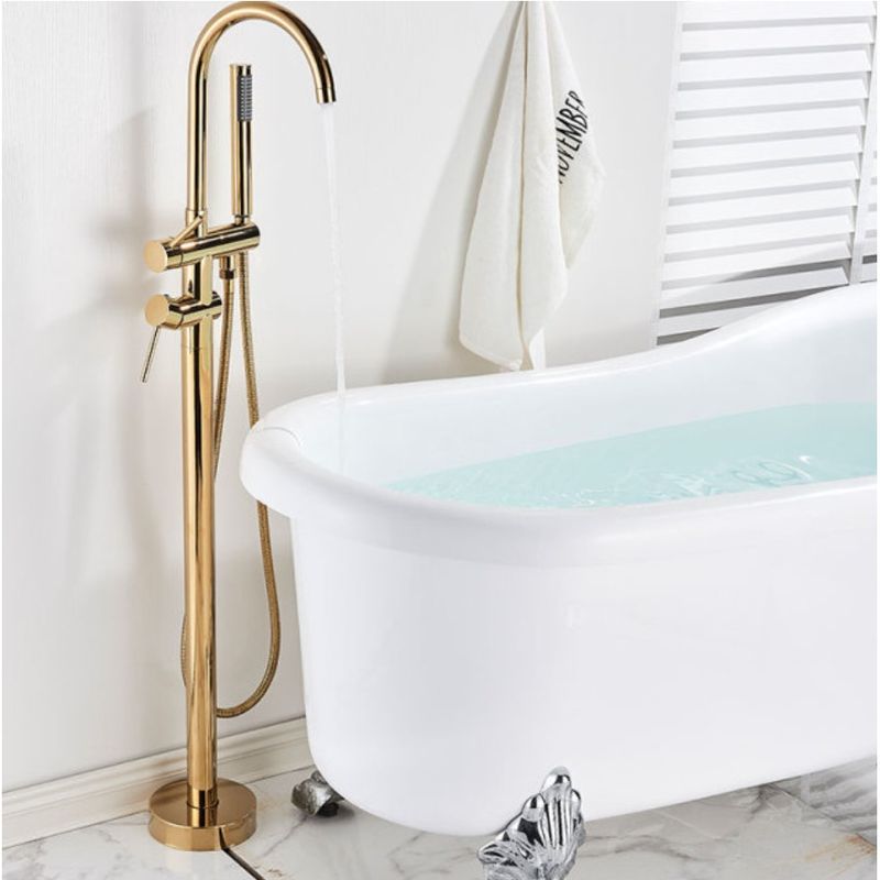 Casa si Gradina - Sanitare - Lavoar baie si accesorii - Baterii sanitare - Baterie cada Free standing, Blackswan, Tip Cascada M60, model auriu lucios, dimensiune 116 cm - Infinity.ro