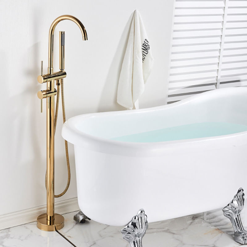 Casa si Gradina - Sanitare - Lavoar baie si accesorii - Baterii sanitare - Baterie cada Free standing, Blackswan, Tip M51.1, model auriu mat, dimensiune 114cm - Infinity.ro