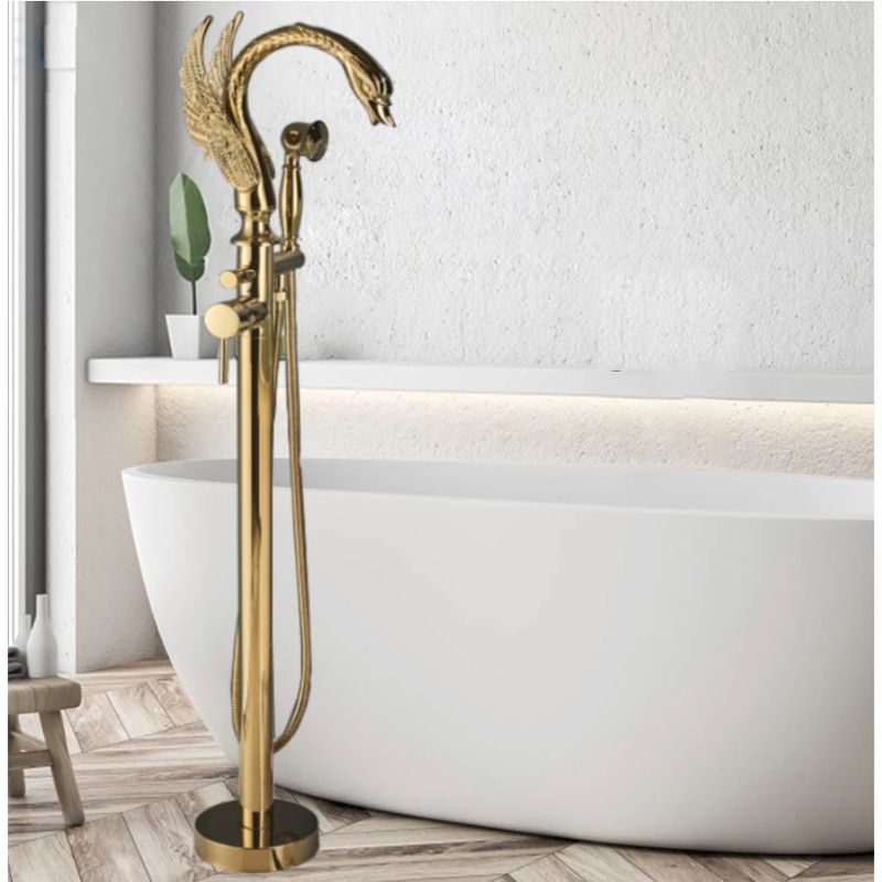 Casa si Gradina - Sanitare - Lavoar baie si accesorii - Baterii sanitare - Baterie cada Free standing, Blackswan, Tip M27, model auriu, dimensiune 110 cm - Infinity.ro