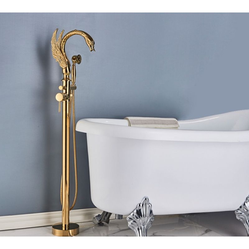 Casa si Gradina - Sanitare - Lavoar baie si accesorii - Baterii sanitare - Baterie cada Free standing, Blackswan, Tip M78 Lebada, model auriu lucios, dimensiune 110 cm - Infinity.ro