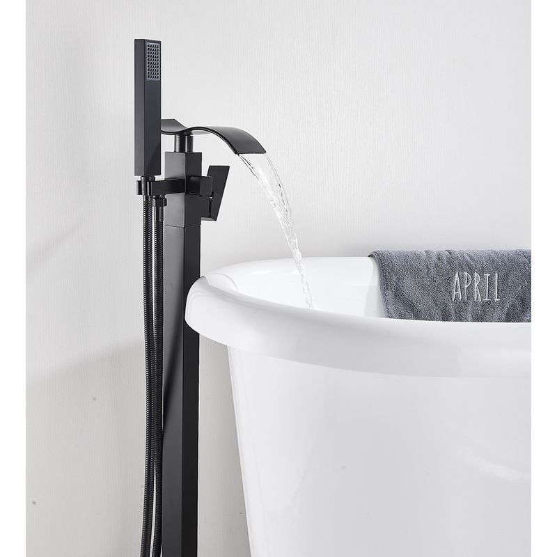 Casa si Gradina - Sanitare - Lavoar baie si accesorii - Baterii sanitare - Baterie cada Free standing, Blackswan, Tip Cascada M53, model negru mat, dimensiune 104 cm - Infinity.ro