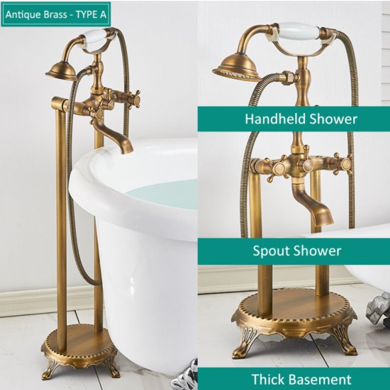 Casa si Gradina - Sanitare - Lavoar baie si accesorii - Baterii sanitare - Baterie cada Free standing, Blackswan, Tip M40.2 ceramica alba, model bronz antichizat, dimensiune 100 cm - Infinity.ro