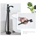 Casa si Gradina - Sanitare - Lavoar baie si accesorii - Baterii sanitare - Baterie cada Free standing, Blackswan, Tip Cascada M55, model negru mat, dimensiune 96 cm - Infinity.ro