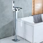 Casa si Gradina - Sanitare - Lavoar baie si accesorii - Baterii sanitare - Baterie cada Free standing, Blackswan, Tip Cascada cu LED M63, model crom lucios, dimensiune 98 cm - Infinity.ro