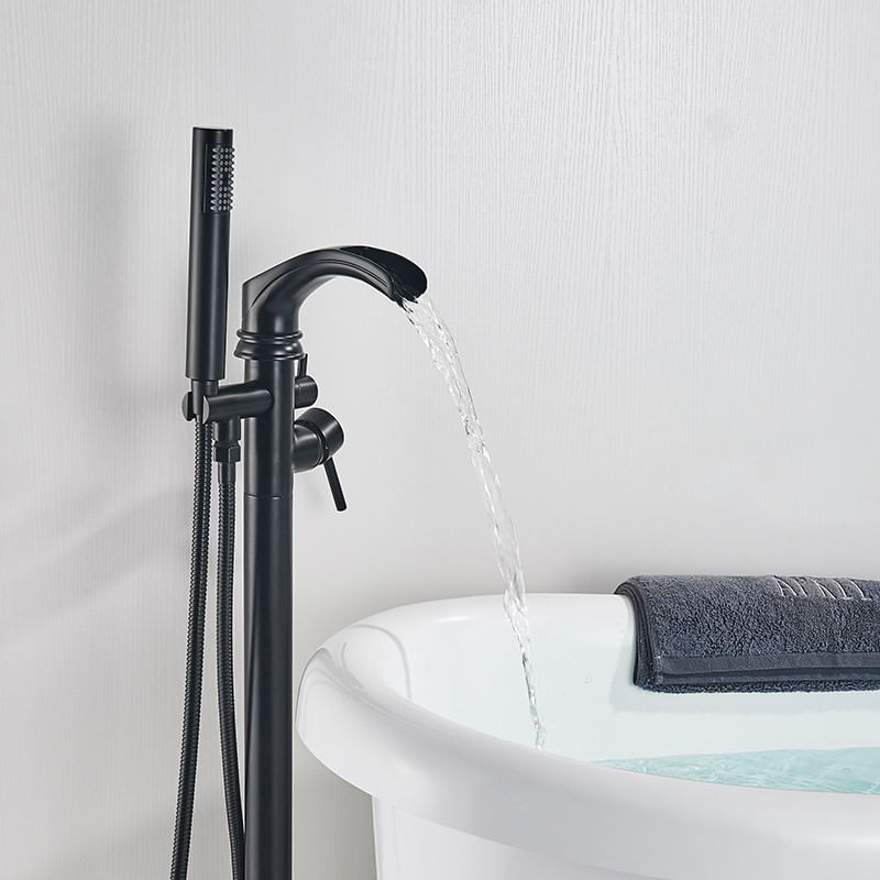 Casa si Gradina - Sanitare - Lavoar baie si accesorii - Baterii sanitare - Baterie cada Free standing, Blackswan, Tip Cascada M55, model negru mat, dimensiune 96 cm - Infinity.ro