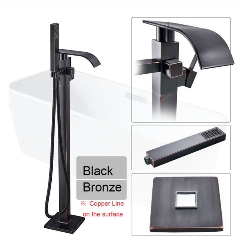 Casa si Gradina - Sanitare - Lavoar baie si accesorii - Baterii sanitare - Baterie cada Free standing, Blackswan, Tip M17, model negru antichizat, dimensiune 100 cm - Infinity.ro