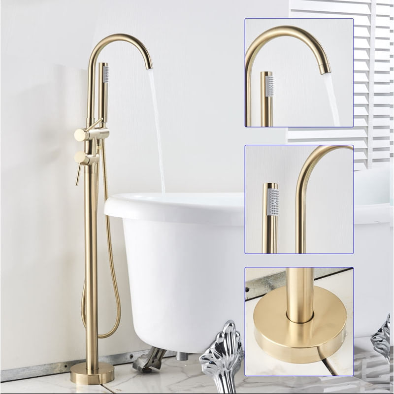Casa si Gradina - Sanitare - Lavoar baie si accesorii - Baterii sanitare - Baterie cada Free standing, Blackswan, Tip M51.1, model auriu mat, dimensiune 114cm - Infinity.ro