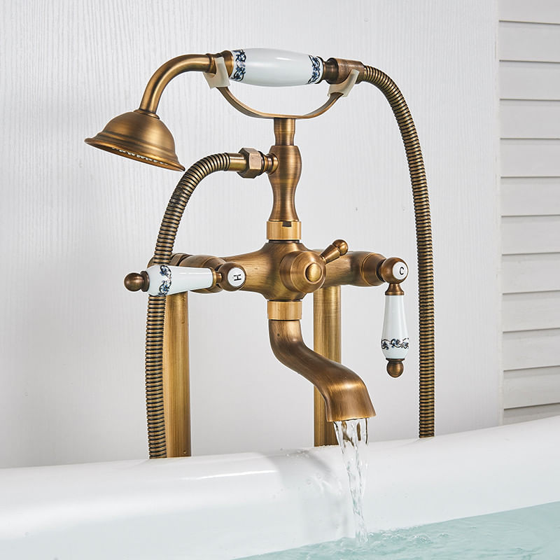 Casa si Gradina - Sanitare - Lavoar baie si accesorii - Baterii sanitare - Baterie cada Free standing, Blackswan, Tip M40.1 ceramica, model bronz antichizat, dimensiune 100 cm - Infinity.ro